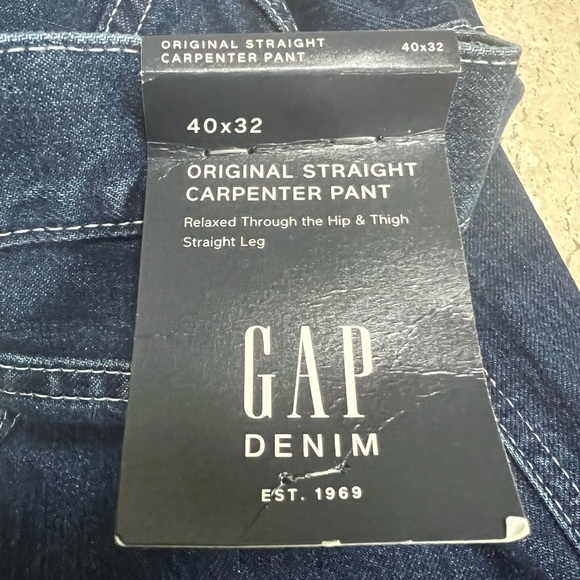 New Gap Denim Original Straight Carpenter Pant Relaxed Fit Blue Jeans Mens 40x32 - Picture 2 of 8